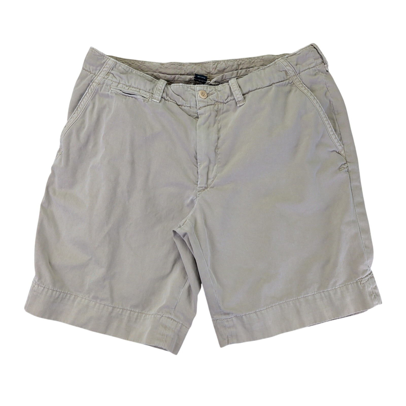 Polo Ralph Lauren Mens 36 Khaki Tan Cotton Twill Chino Shorts Button Fly Pony